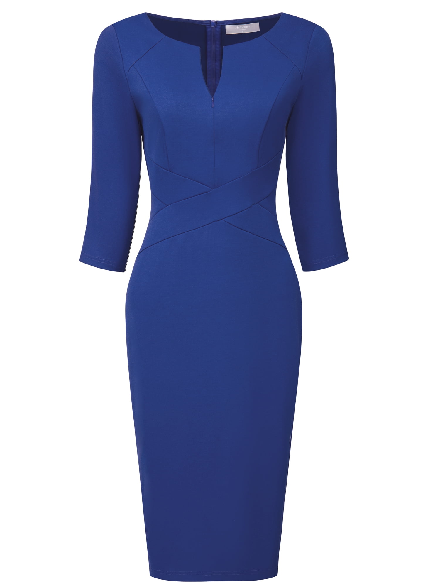 DARING DIVA Sheath Dress Zipper Neck Work Pencil Dresses S Royal Blue