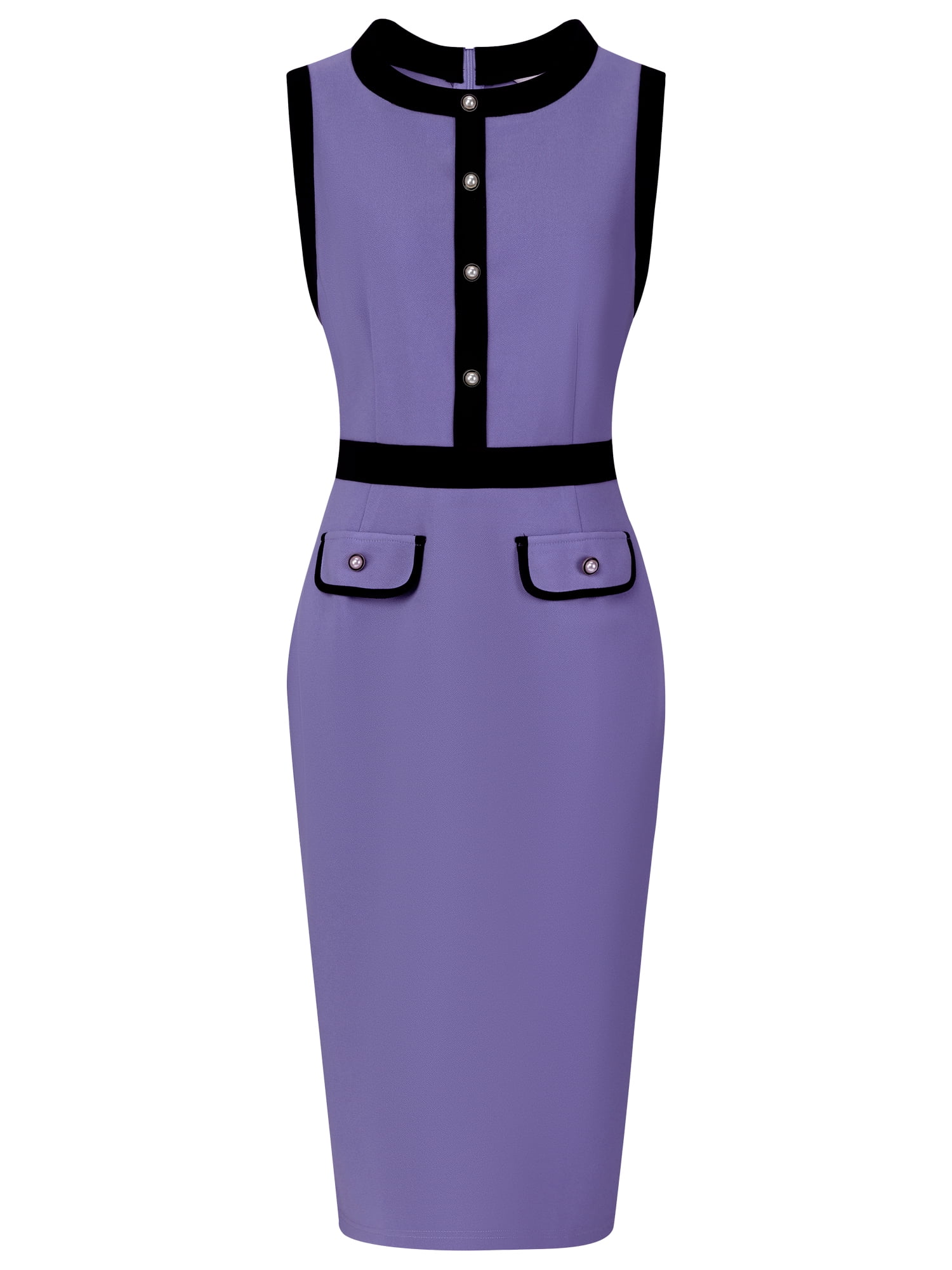 DARING DIVA Sheath Sleeveless Contrast Color Pencil Dress 2XL Dusty Purple