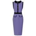 thumbnail image 1 of DARING DIVA Sheath Sleeveless Contrast Color Pencil Dress S Dusty Purple, 1 of 6