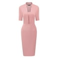 thumbnail image 1 of DARING DIVA Sheath V Neck Work Office Bodycon Midi Dresses M Grey Pink, 1 of 6