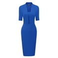 thumbnail image 1 of DARING DIVA Sheath V Neck Work Office Bodycon Midi Dresses XS Royal Blue, 1 of 6