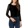 thumbnail image 1 of DARING DIVA Sheers Flower Embroidery Lace Top L Black, 1 of 6