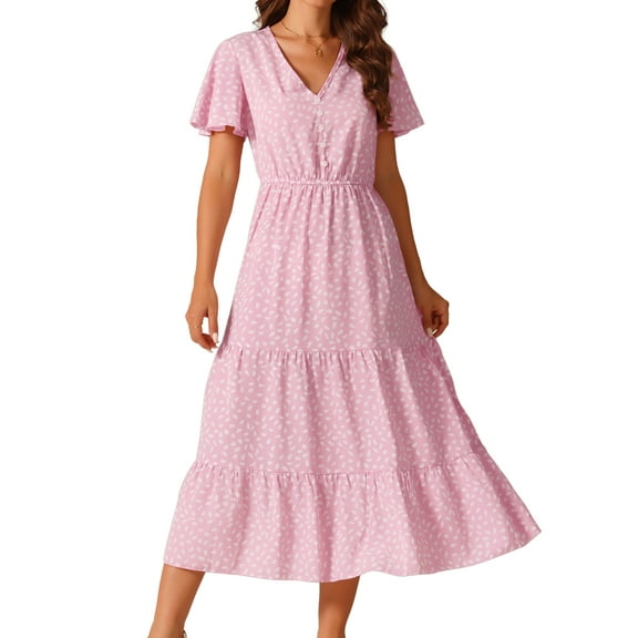 DARING DIVA Short Flutter Sleeve Elastic Waist Blouse M Pink