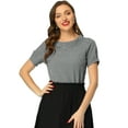 thumbnail image 1 of DARING DIVA Short Sleeve Casual Checked Top S Black, 1 of 6