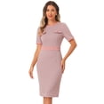 thumbnail image 1 of DARING DIVA Short Sleeve Contrast Bodycon Plaid Houndstooth Dress L Pink, 1 of 6