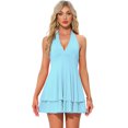thumbnail image 1 of DARING DIVA Skater Ruffle Backless Slim Fit Short Mini Dress M Sky Blue, 1 of 6