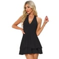 thumbnail image 1 of DARING DIVA Skater Ruffle Backless Slim Fit Short Mini Dress XS Black, 1 of 6