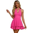 thumbnail image 1 of DARING DIVA Skater Ruffle Backless Slim Fit Short Mini Dress XS Hot Pink, 1 of 6