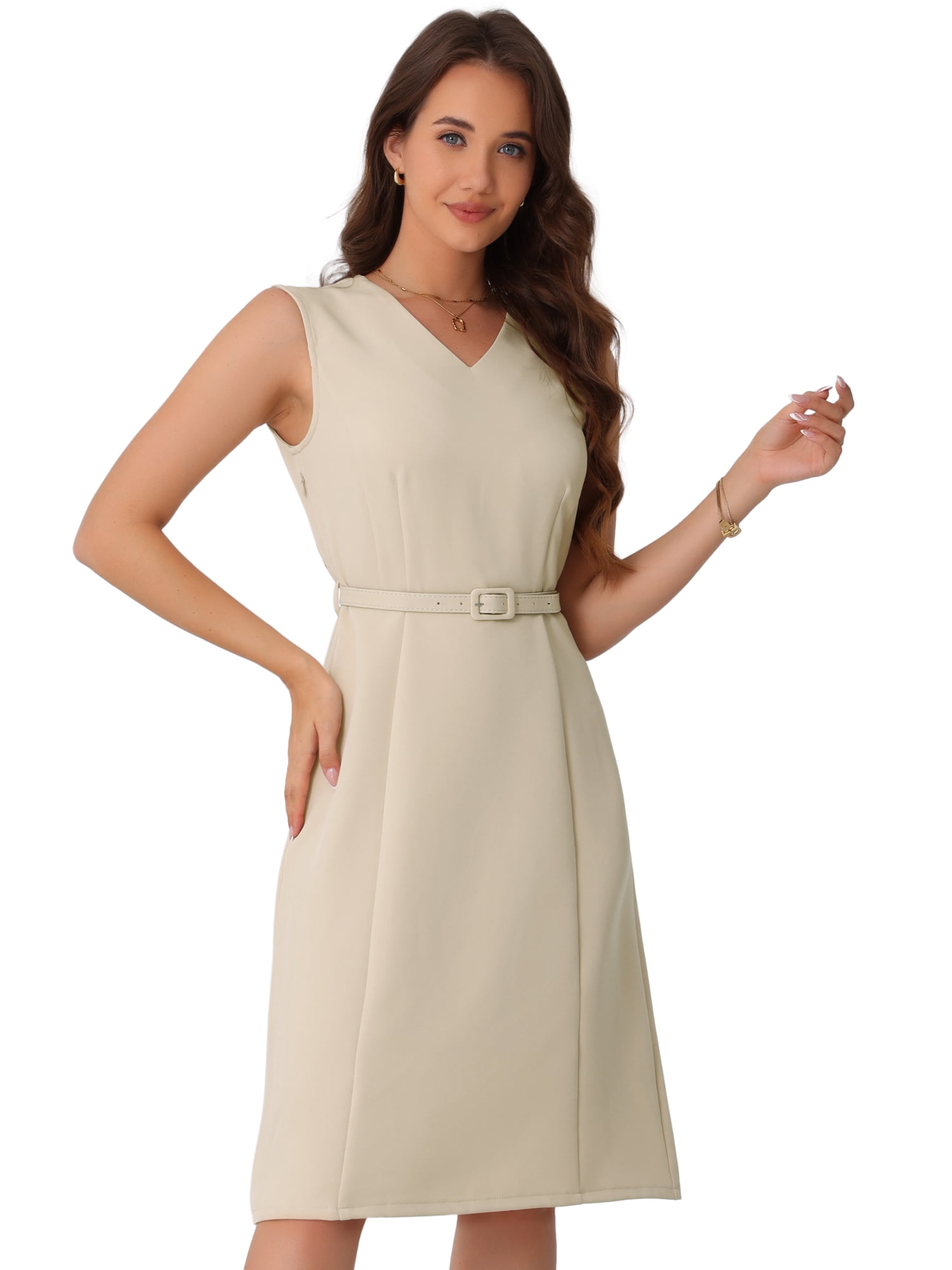 DARING DIVA Sleeveless A-Line Dress S Dark Beige