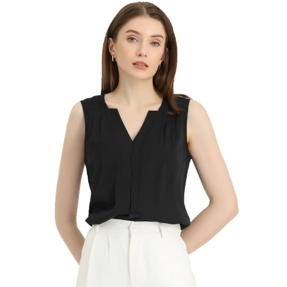 DARING DIVA Sleeveless Blouse Top Office Work Shirt M Black