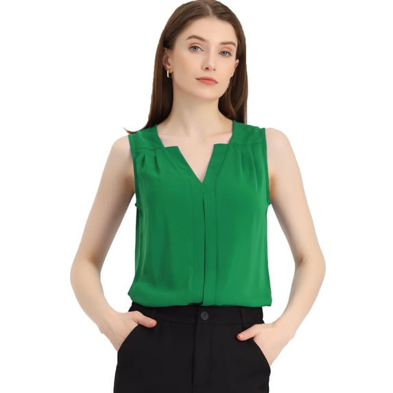 DARING DIVA Sleeveless Blouse Top Office Work Shirt S Green