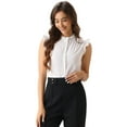 thumbnail image 1 of DARING DIVA Sleeveless Bodysuit Top Button Down Office Blouse XS White, 1 of 6