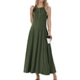 thumbnail image 1 of DARING DIVA Sleeveless Button A-Line Casual Maxi Dress XL Army Green, 1 of 7