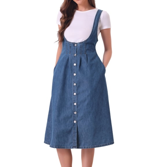 DARING DIVA Sleeveless Button Denim Overall Blouse S Blue