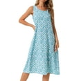 thumbnail image 1 of DARING DIVA Sleeveless Crewneck Print Midi Tank Dress L Blue Green, 1 of 7