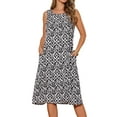 thumbnail image 1 of DARING DIVA Sleeveless Crewneck Print Midi Tank Dress S Black, 1 of 7