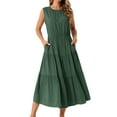 thumbnail image 1 of DARING DIVA Sleeveless Crewneck Tiered Casual Midi Dress M Army Greens, 1 of 5