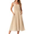 thumbnail image 1 of DARING DIVA Sleeveless Loose Flowy Midi Tank Beach Dress L Khaki, 1 of 9