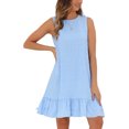 thumbnail image 1 of DARING DIVA Sleeveless Loose Ruffle Hem Round Neck Mini Dress XS Blue, 1 of 6
