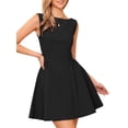 thumbnail image 1 of DARING DIVA Women's Sleeveless Boat Neck A Line Office Work Dress XS Black, 1 of 6