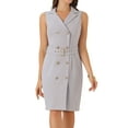 thumbnail image 1 of DARING DIVA Sleeveless Notched Lapel Double Breasted Blazer Dresses M Light Gray, 1 of 6