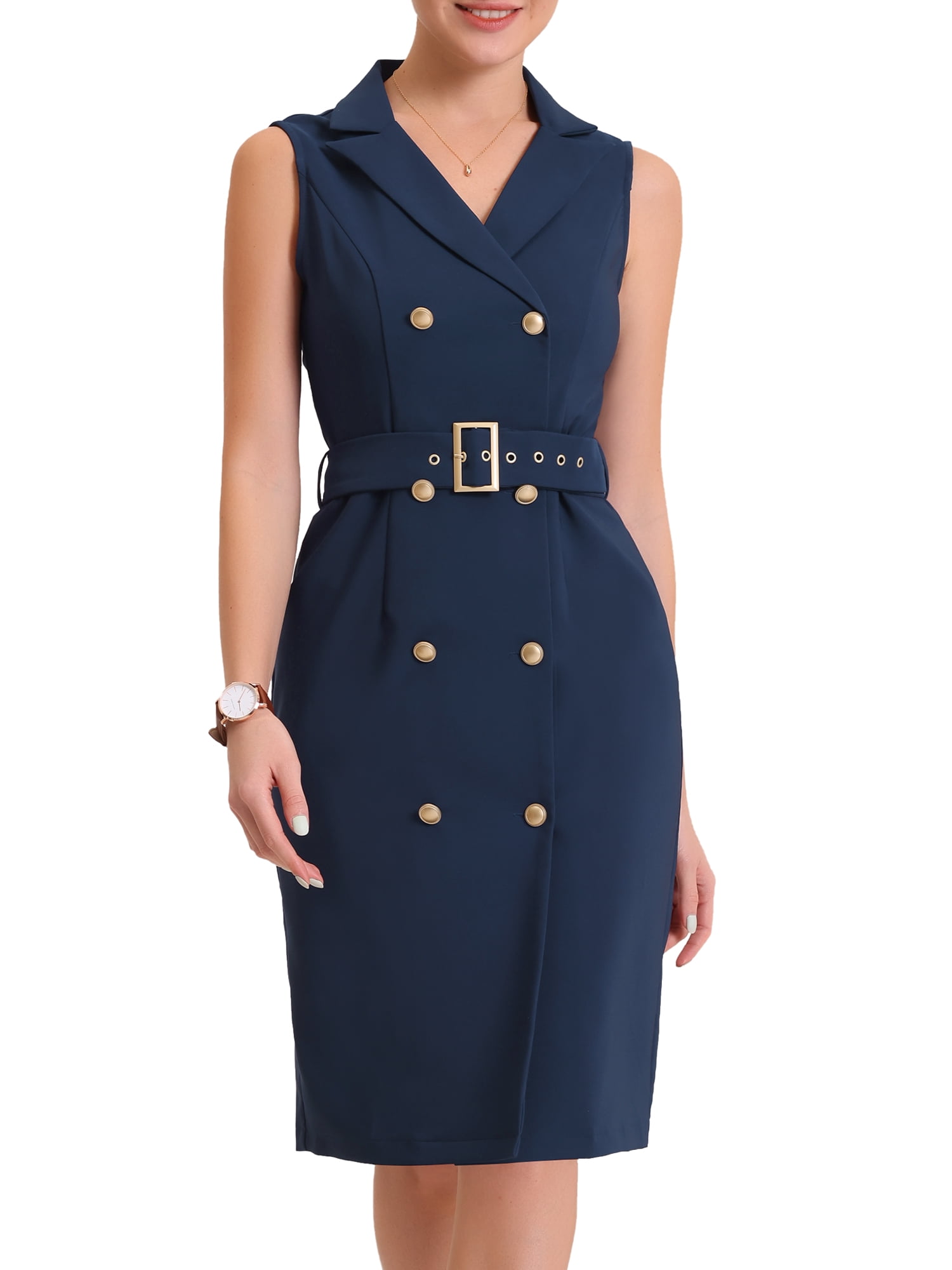 blue sleeveless blazer dress Tia Dorraine Sleeveless Blazer Mini Dress