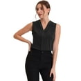 thumbnail image 1 of DARING DIVA Sleeveless Pleated Front Work Office Blouse M Black, 1 of 6