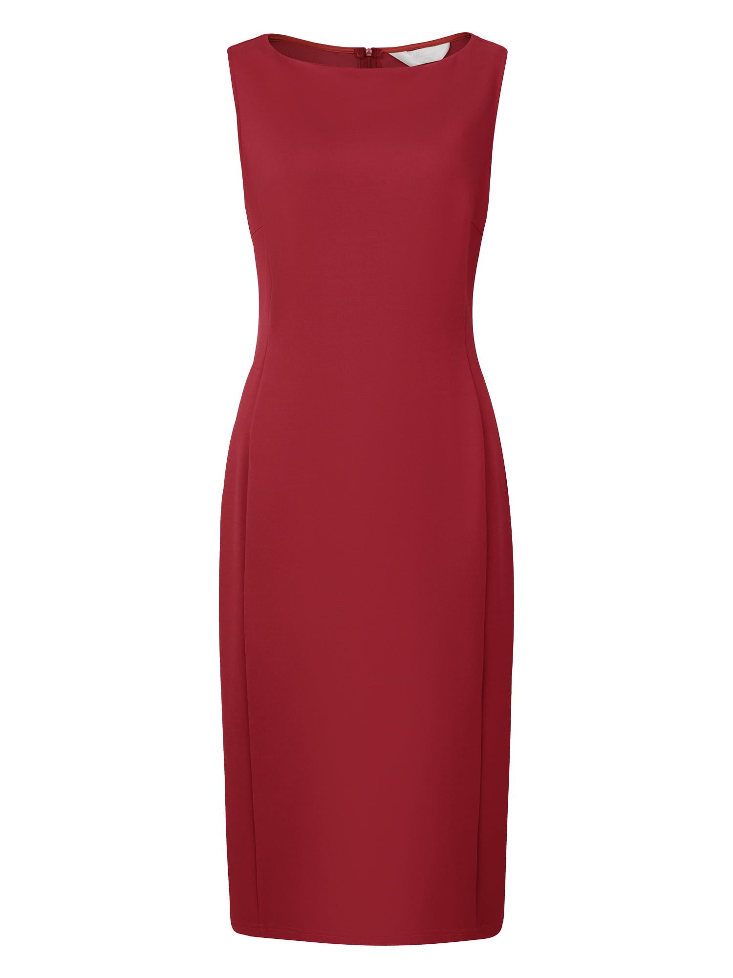 DARING DIVA Sleeveless Sheath Boat Neck Pencil Dress L Red