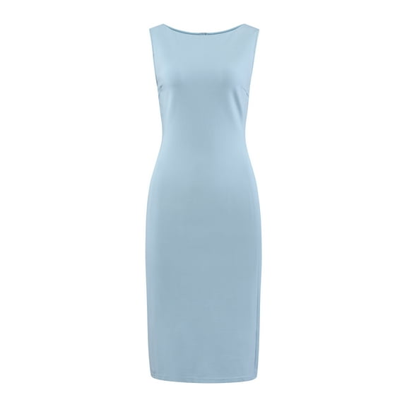 DARING DIVA Sleeveless Sheath Boat Neck Pencil Dress M Light Blue