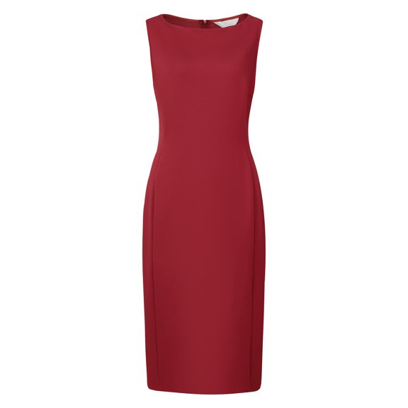 DARING DIVA Sleeveless Sheath Boat Neck Pencil Dress S Red