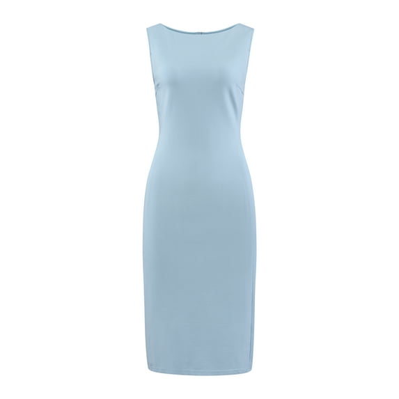 DARING DIVA Sleeveless Sheath Boat Neck Pencil Dress XL Light Blue