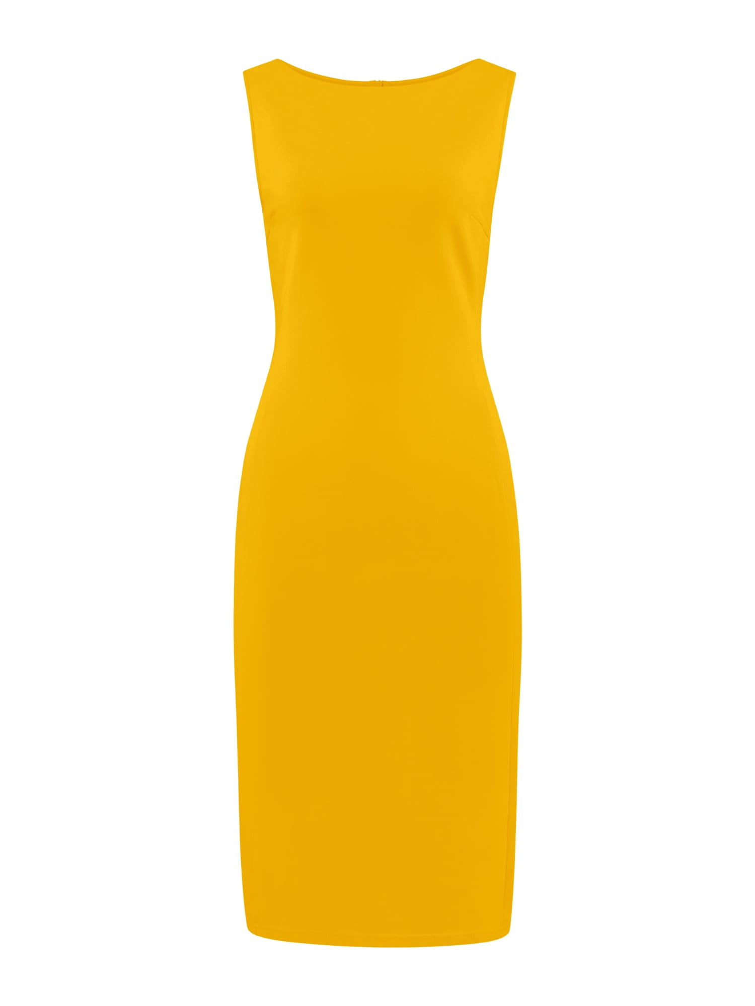 DARING DIVA Sleeveless Sheath Boat Neck Pencil Dress XL Yellow