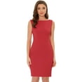 thumbnail image 1 of DARING DIVA Sleeveless Sheath Dress Boat Neck Casual Office Dresses L Red, 1 of 6