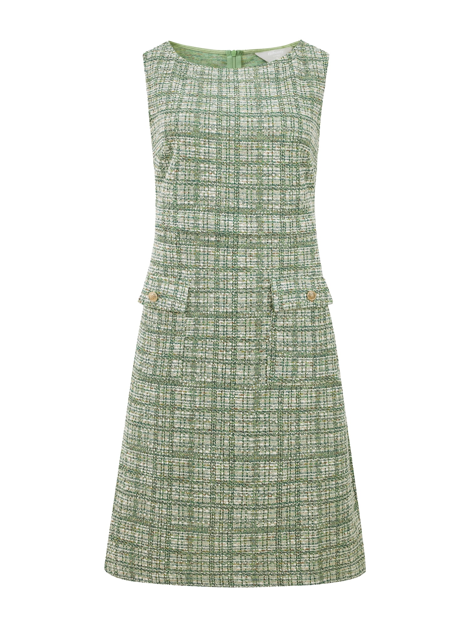 DARING DIVA Women's Sleeveless Tweed Boat Neck Sheath Dress L Green