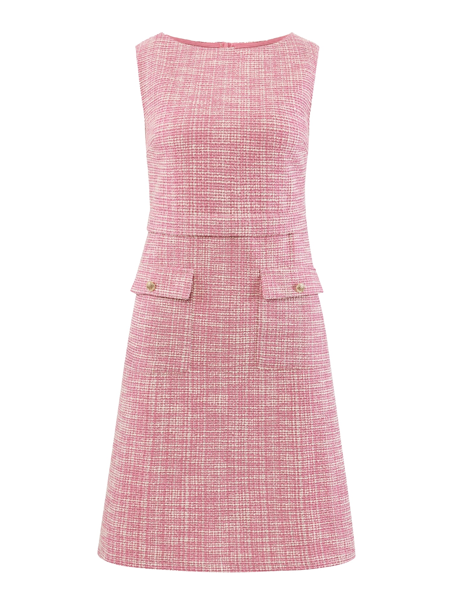 DARING DIVA Women's Sleeveless Tweed Boat Neck Sheath Dress L Pink