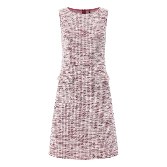 DARING DIVA Sleeveless Tweed Boat Neck Sheath Dress M Red