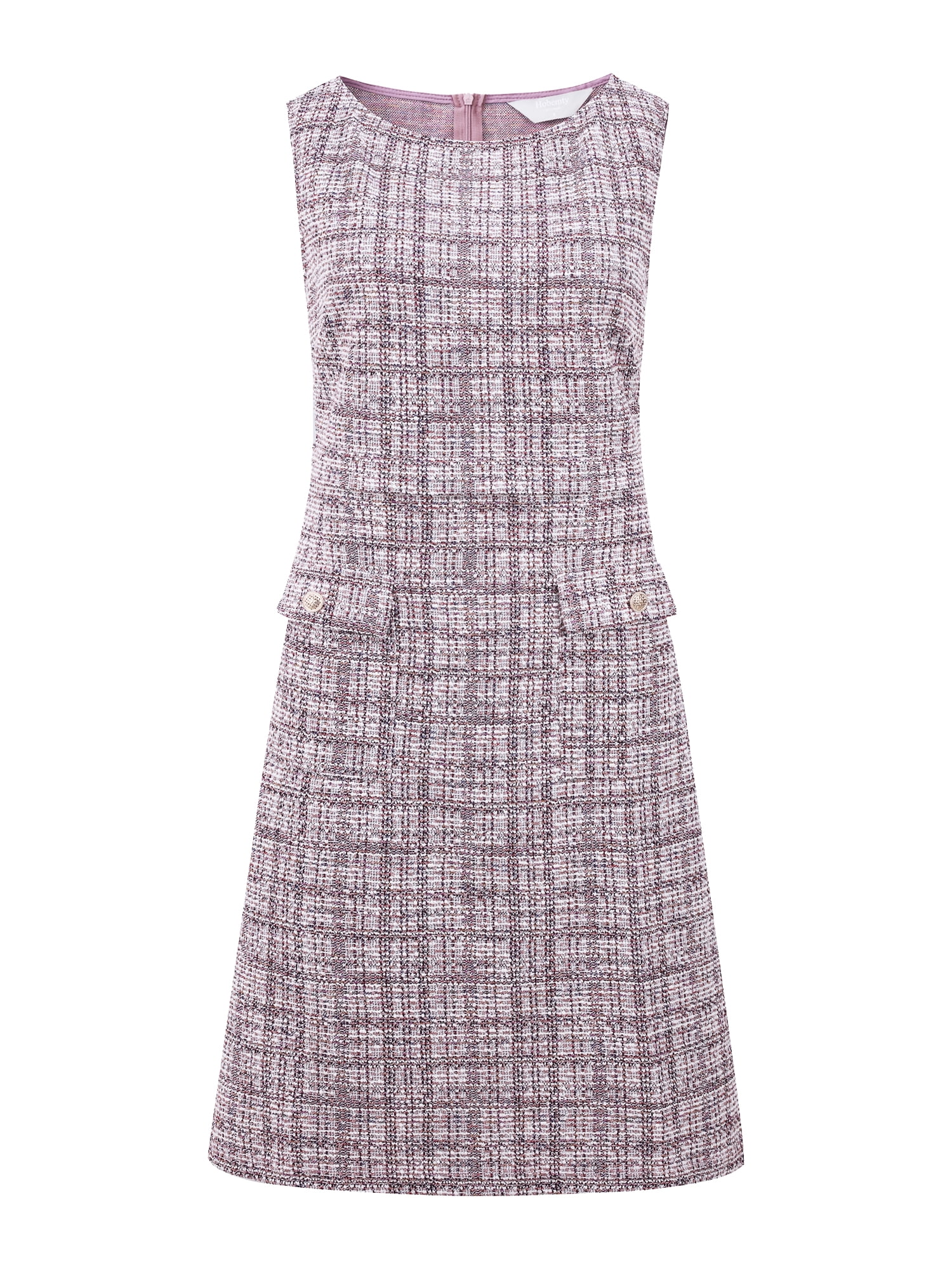 DARING DIVA Women's Sleeveless Tweed Boat Neck Sheath Dress S Purple Pink