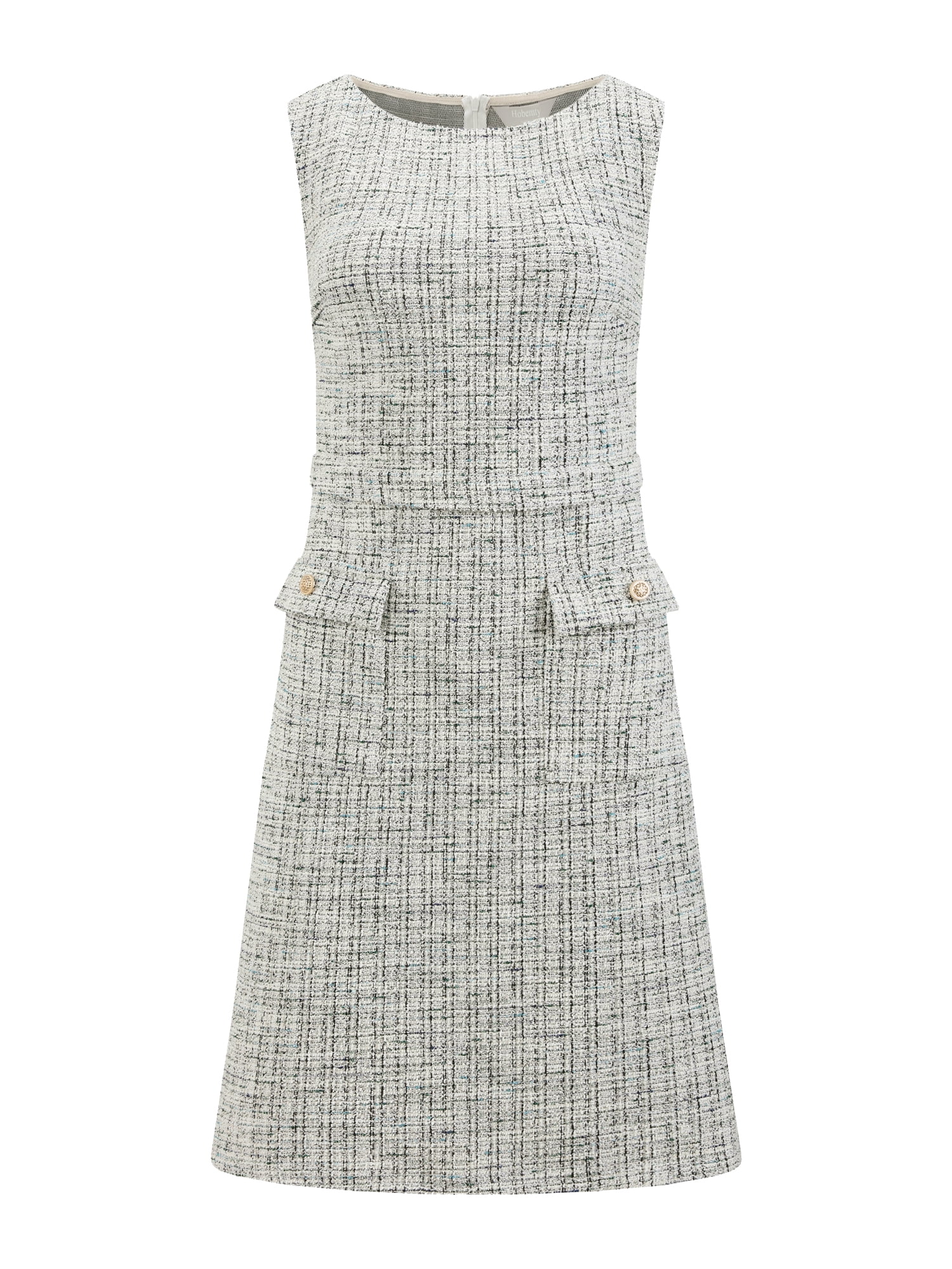 DARING DIVA Women's Sleeveless Tweed Boat Neck Sheath Dress XL White