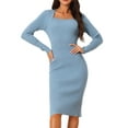 thumbnail image 1 of DARING DIVA Slim Fit Ribbed Knit Bodycon Sweater Dress M Blue, 1 of 6