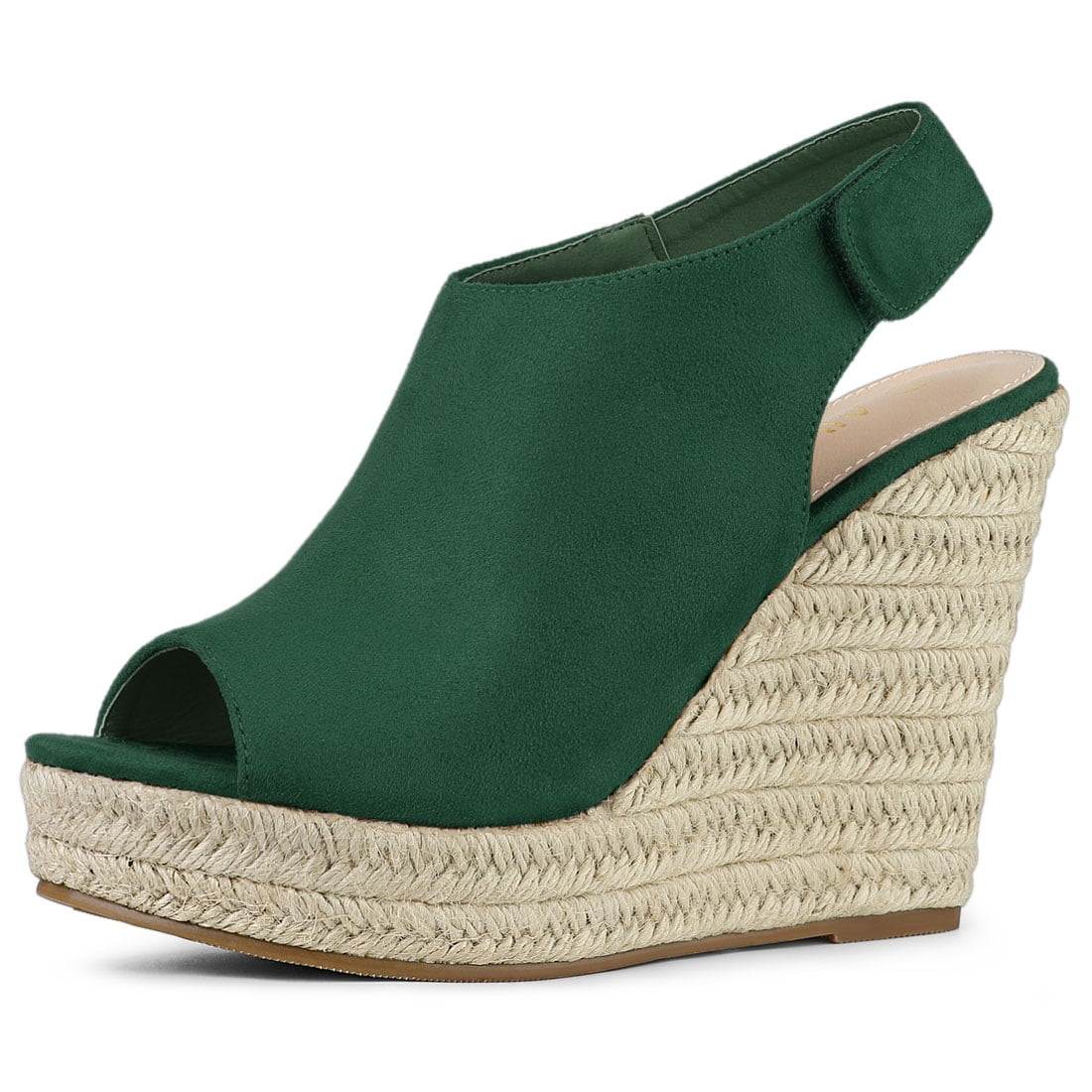 DARING DIVA Slingback Platform Wedges Heel Espadrille Wedge Sandals Emerald Green 7