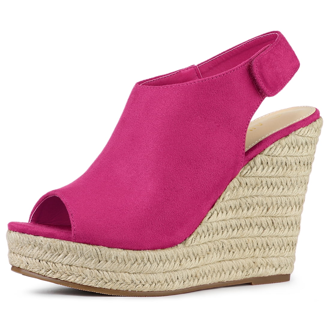 DARING DIVA Slingback Platform Wedges Heel Espadrille Wedge Sandals Hot Pink 8