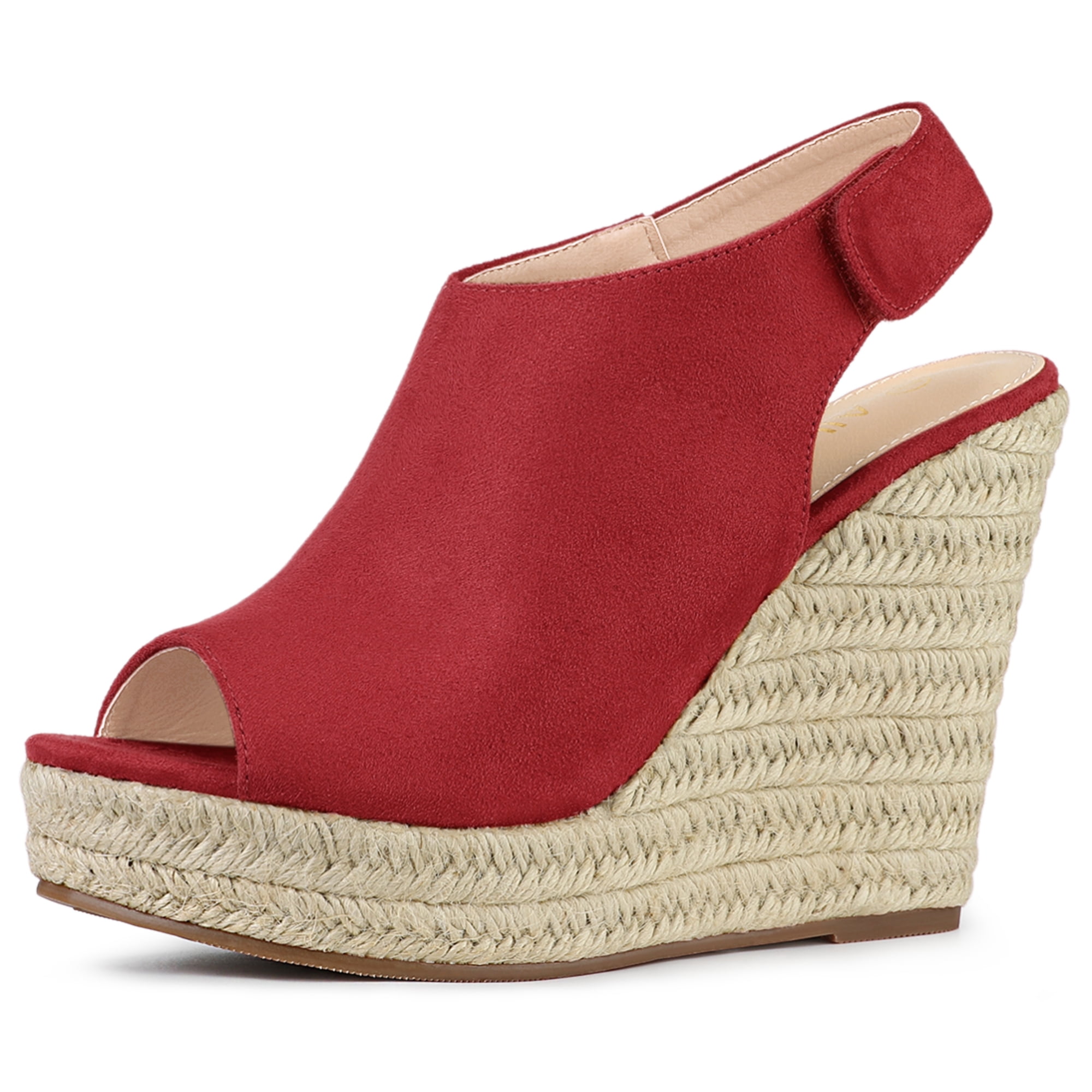 DARING DIVA Slingback Platform Wedges Heel Espadrille Wedge Sandals Red 7