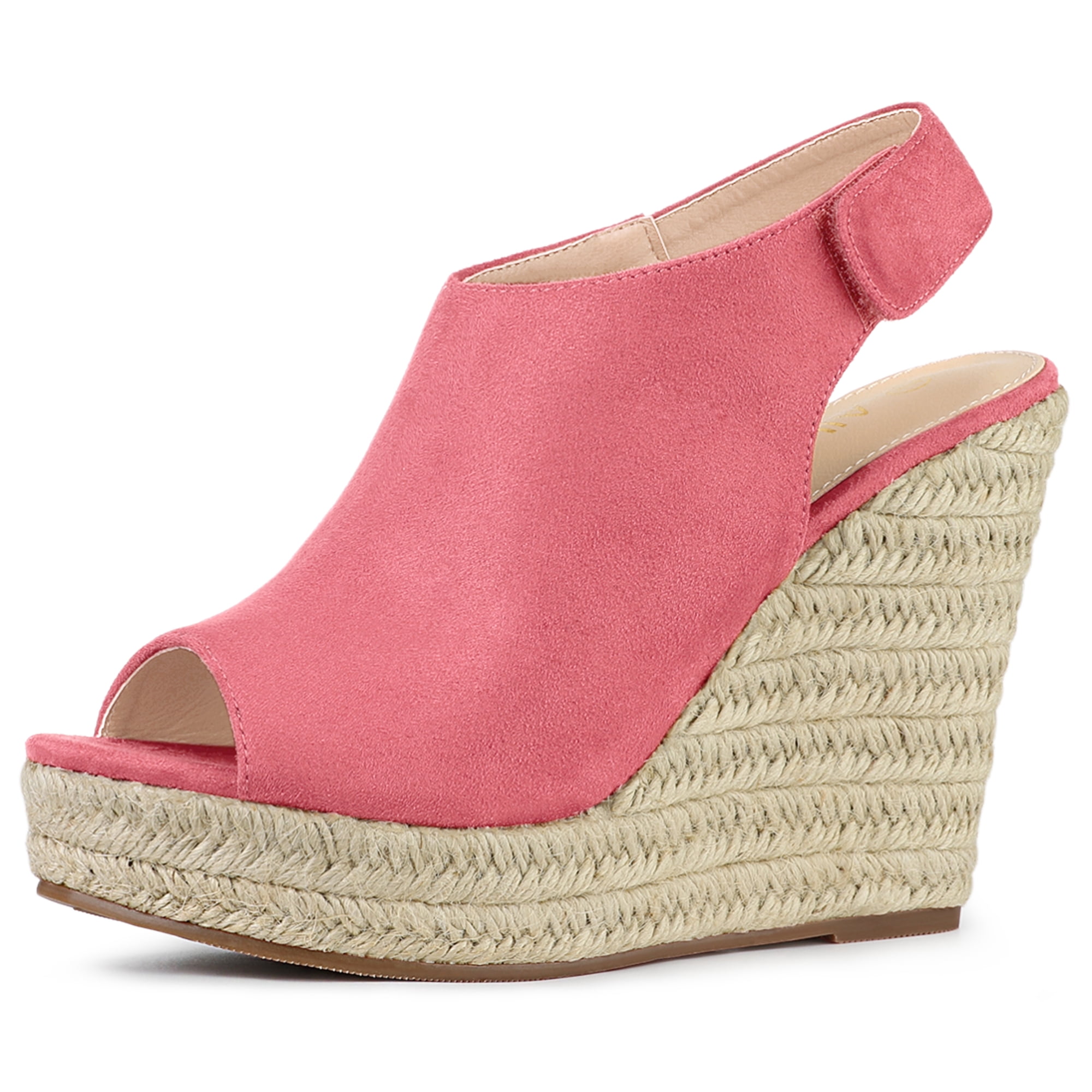 DARING DIVA Slingback Platform Wedges Heel Espadrille Wedge Sandals Watermelon Red 6
