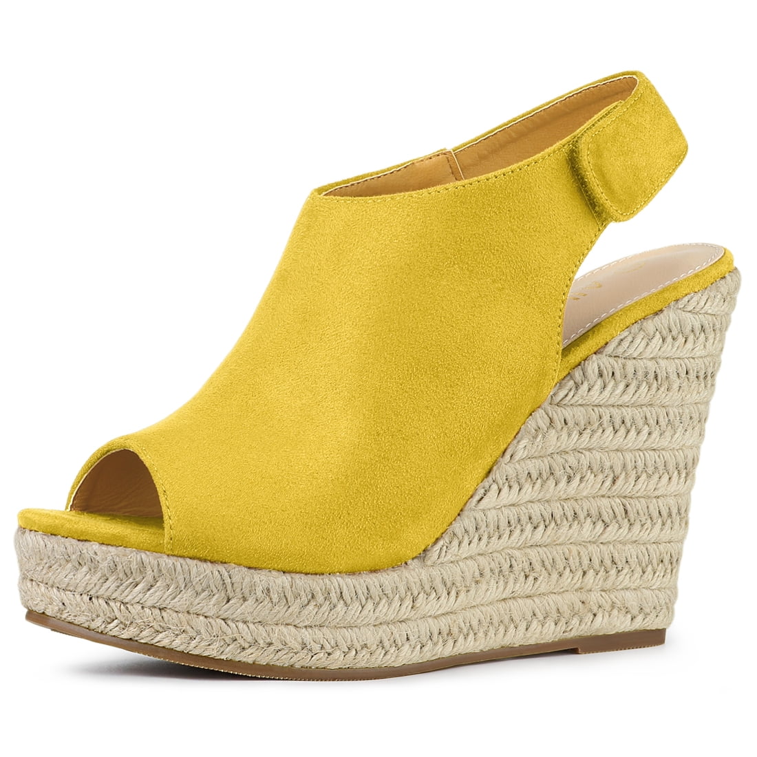 DARING DIVA Slingback Platform Wedges Heel Espadrille Wedge Sandals Yellow 7