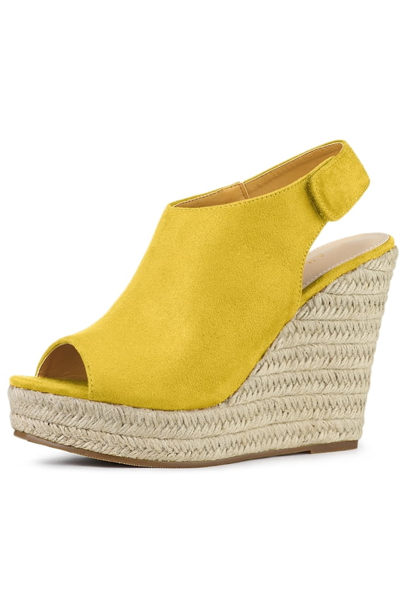 Slingback Platform Wedges Heel Espadrille Wedge Sandals Yellow 7