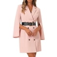 thumbnail image 1 of DARING DIVA Women's Slit Sleeve Belted Double Breasted Blazer Dress M Pink, 1 of 6