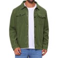 thumbnail image 1 of DARING DIVA Solid Color Long Sleeve Button Corduroy Trucker Jacket M Green, 1 of 7