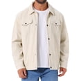 thumbnail image 1 of DARING DIVA Men's Solid Long Sleeve Button Pockets Corduroy Trucker Jacket M White, 1 of 7