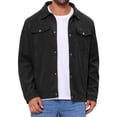 thumbnail image 1 of DARING DIVA Men's Solid Long Sleeve Button Pockets Corduroy Trucker Jacket XL Black, 1 of 7