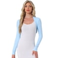 thumbnail image 1 of DARING DIVA Solid Color Long Sleeves Blouse S Light Blue, 1 of 6